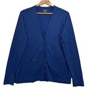 Pendleton Cardigan Sweater Womans L Blue Double Pocket  Silk‎ Comfort